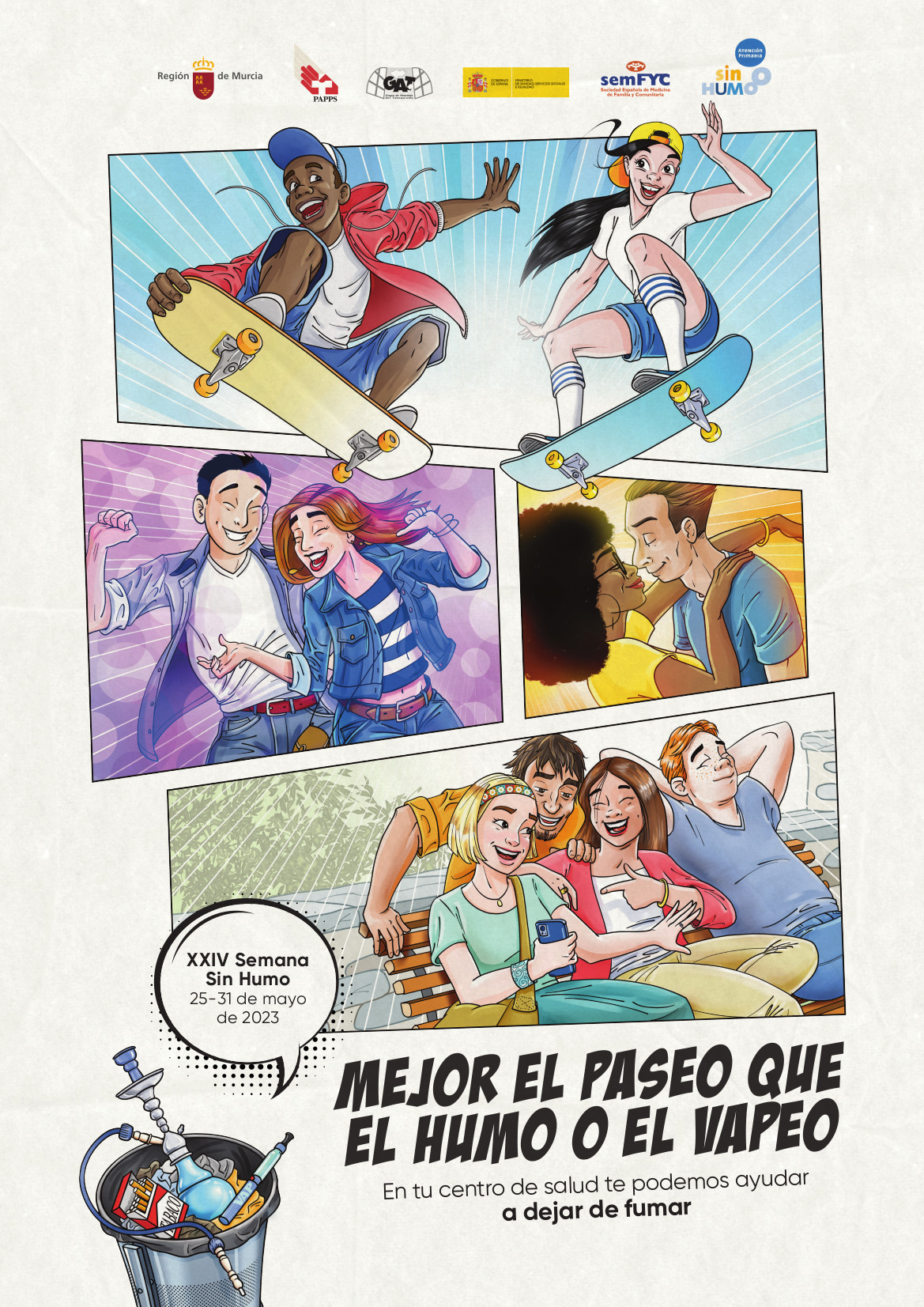Mejor el paseo que el humo o el vapeo. XXIV Semana Sin Humo. Del 25 al 31 de mayo de 2023