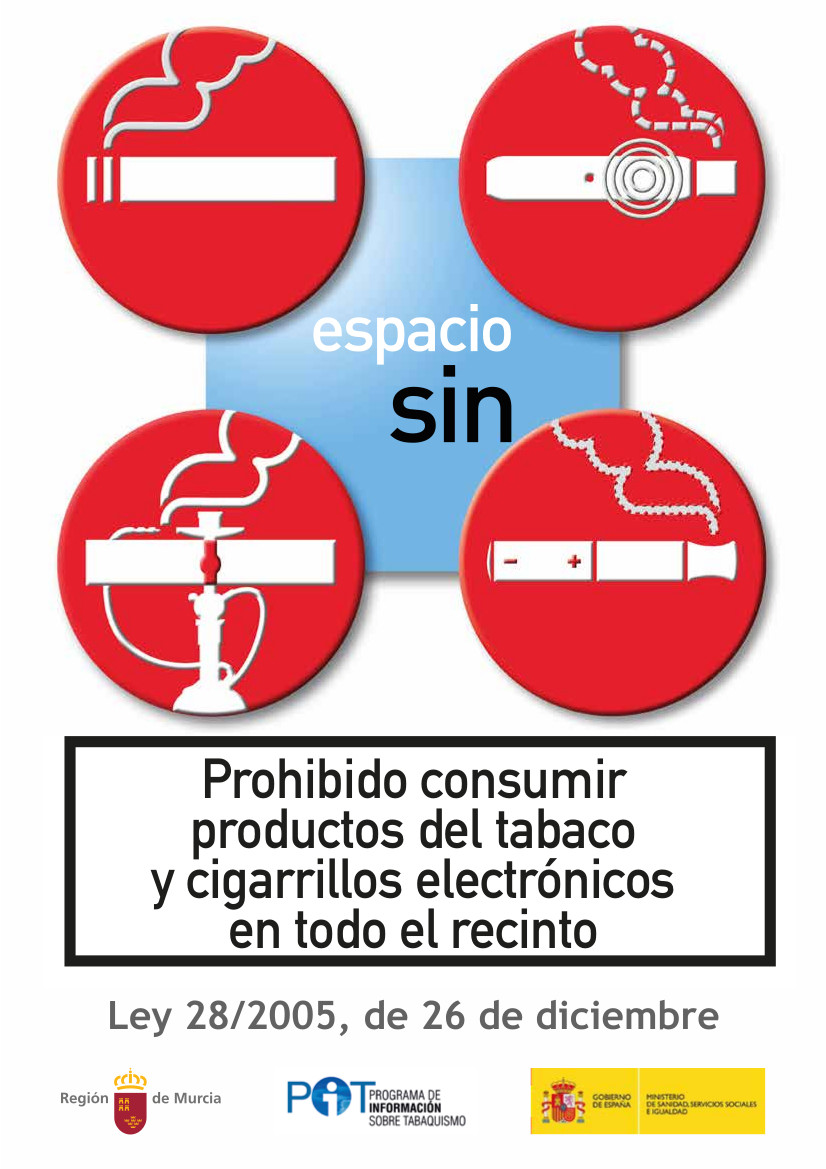 Prohibido consumir productos del tabaco y cigarrillos electrónicos en todo el recinto (2022)
