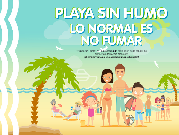 Playa sin humo. Lo normal es no fumar. Programa de promoción de la salud y protección del medio ambiente. Contribuyamos a una sociedad más saludable