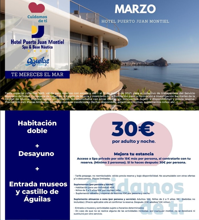 Oferta Especial Hotel Montiel para el personal del SMS y familiares