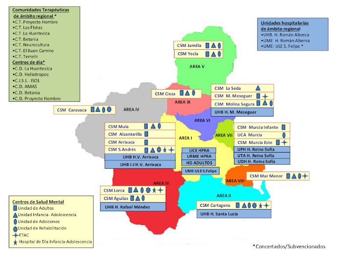 Mapa de recursos de la Red de Salud Mental de la Región de Murcia