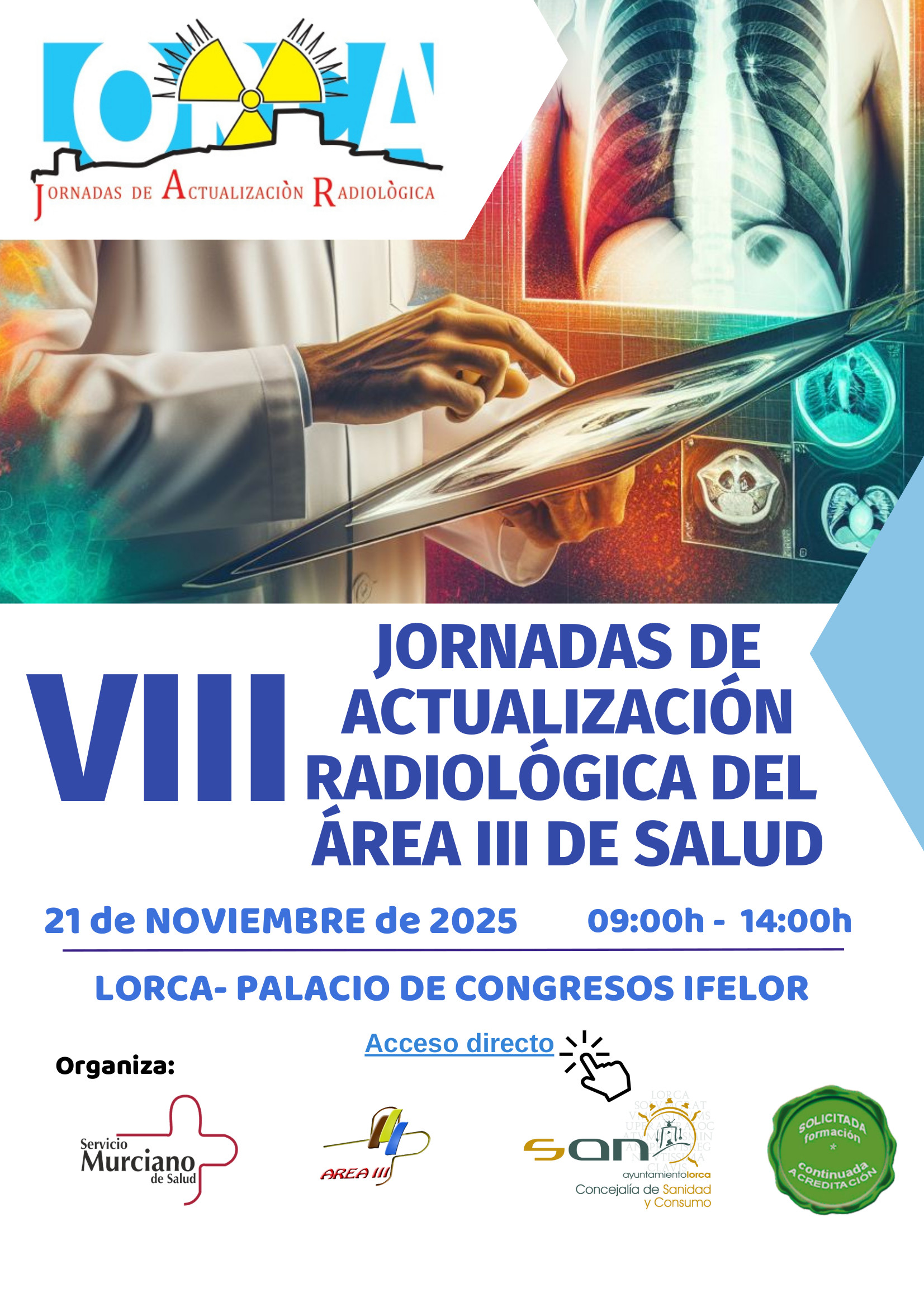 Cartel VIII Jornadas de actualización radiológica. Lorca 2025