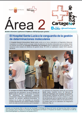 Portada de Boletín Informativo del Área de Salud II Cartagena